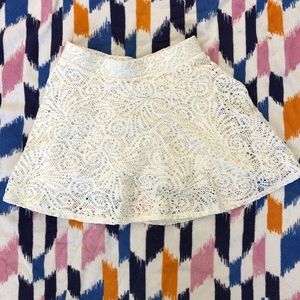 White Lace Mini Skirt Skater Swing